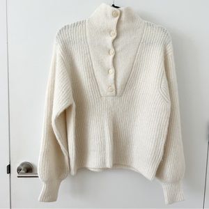 Sezane Micky Button Down White Ecru Jumper in Size S